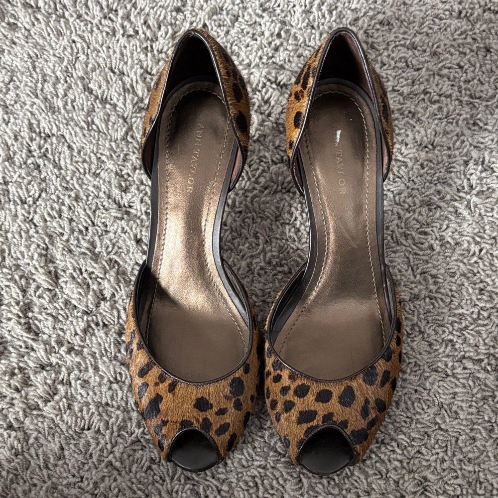 Ann Taylor Leopard Print Peep-Toe Heels - Picture 2 of 14